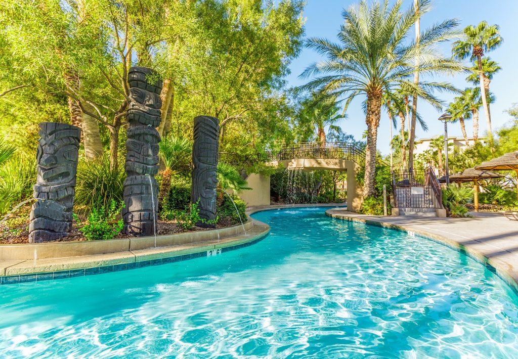 The lazy river at Tahiti Village is one of our cures for Guilty Vacation Syndrome.