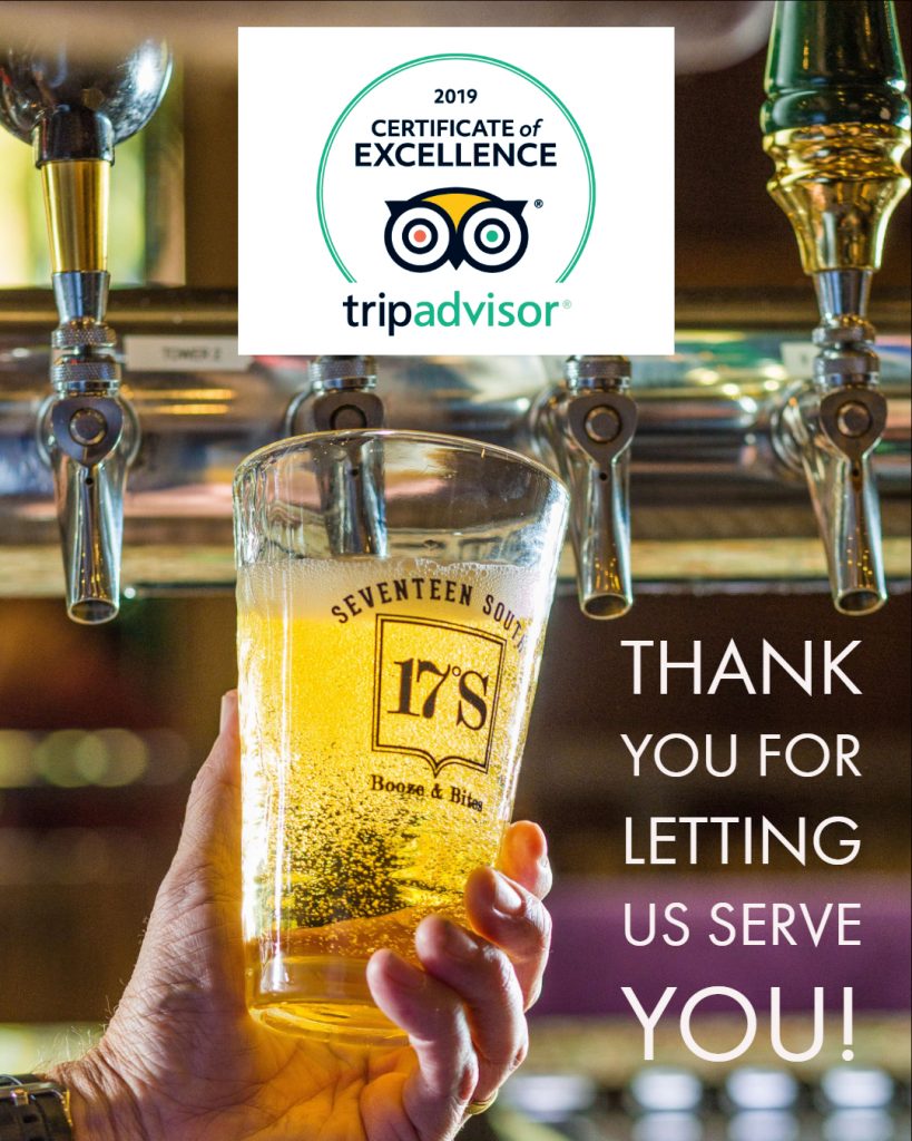 TripAdvisor Certificate of Excellence 17 South Booze & Bites Tahiti Village Resort Las Vegas